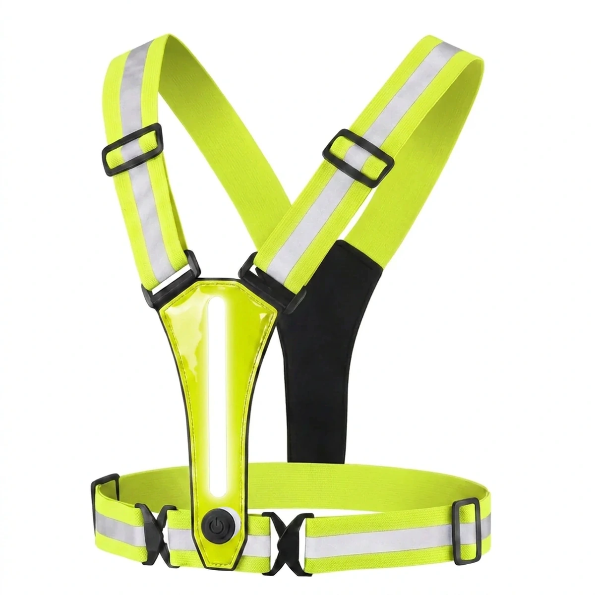 Volt Yellow Litt Co. rechargeable LED reflective running vest, front view